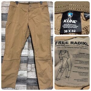 KUHL Radikl Pants Men’s 36x32 Tan Outdoor Hiking Work Utility (Actual L28.5)